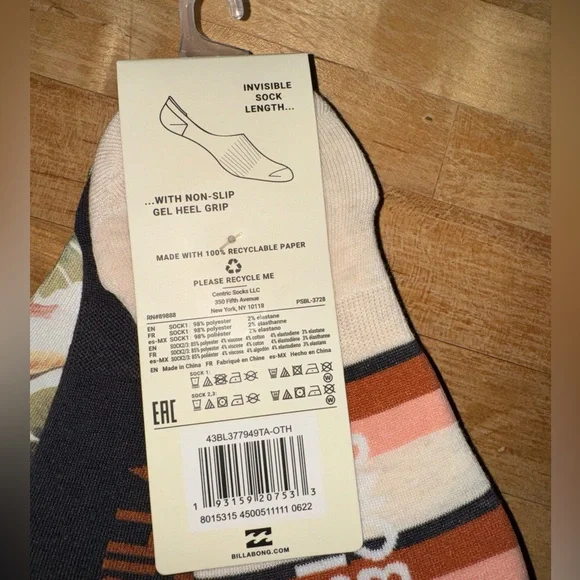 Billabong No show socks 3 pack Size 4-10 - Picture 4 of 5